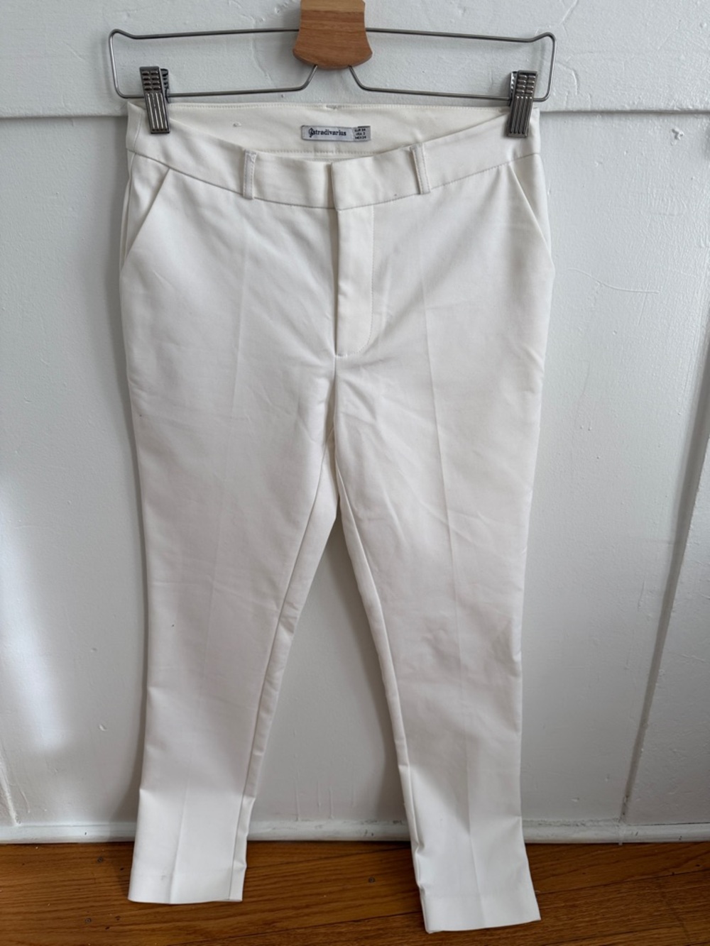 stradivarius White Cropped Tailored Pants